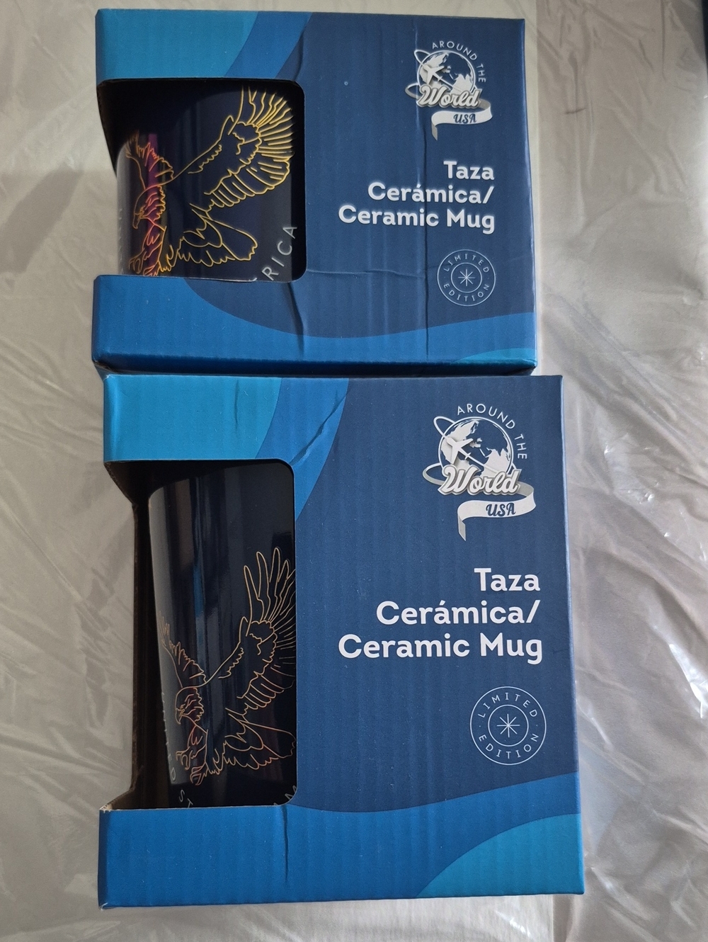 Navy Ceramic Mug with Gold Eagle Accent